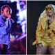 Kendrick Lamar performs onstage during the 2018 Coachella Valley Music And Arts Festival on April 13, 2018 in Indio, Calif.; Mary J. Blige performs at the Hard Rock Hotel & Casino on August 16, 2019 in Las Vegas, Nev.